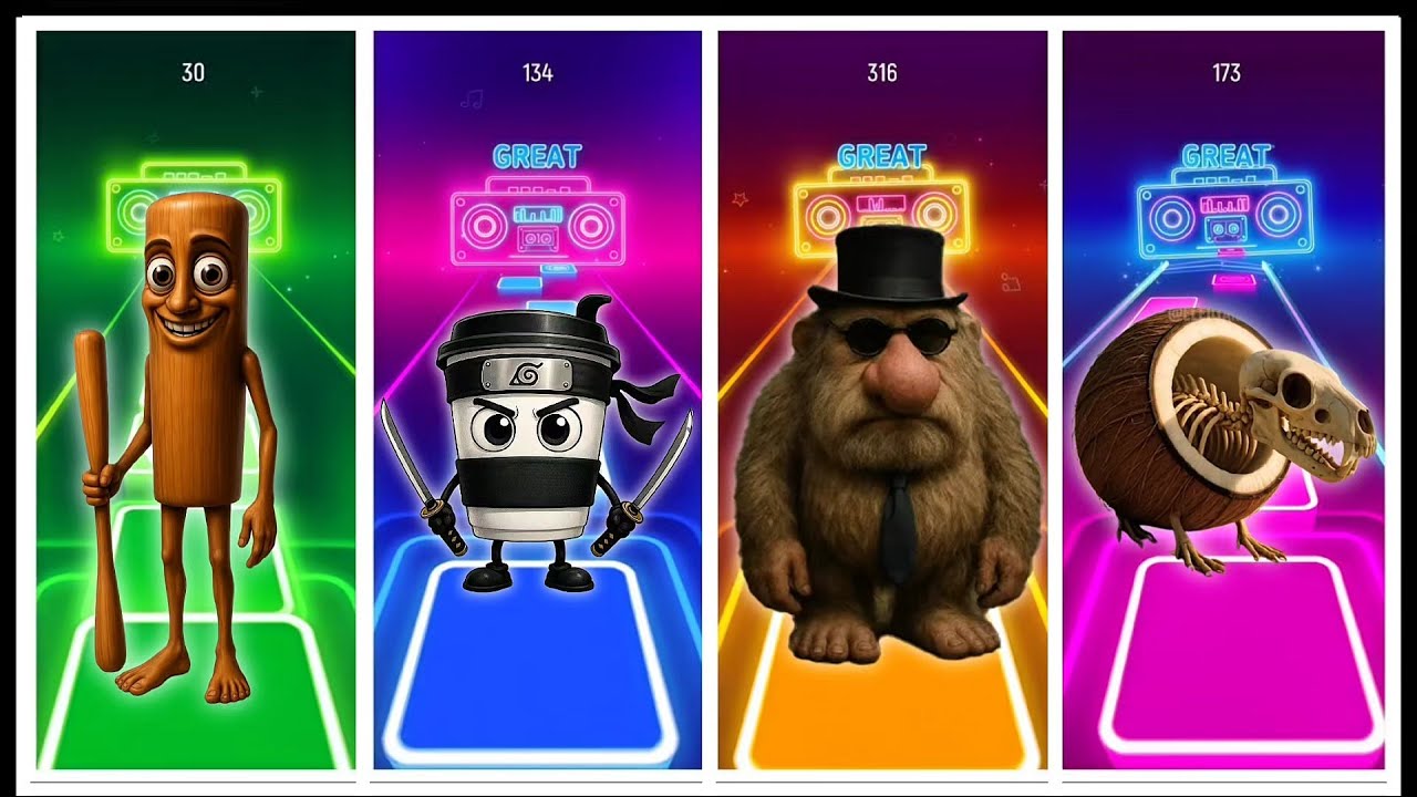 Crazy Funny Characters in Tiles Hop 🎵🔥 | Viral Music Game tiles hop funny#TilesHop