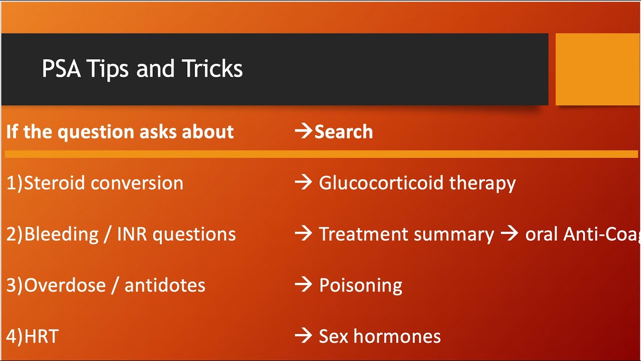 PSA Tips and Tricks (Prescribing Safety Assessment )