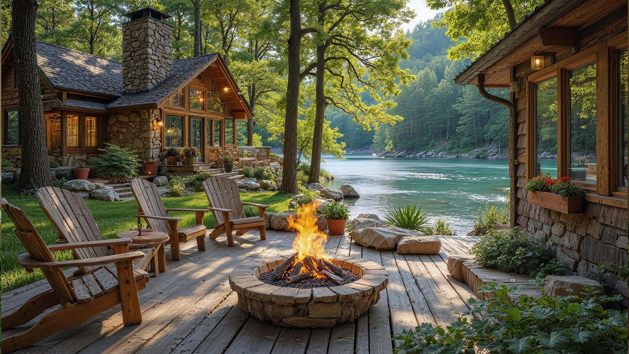 Happy Spring Music & Fireplace Crackle ✨ Unwind with Cozy Morning Porch Ambience & Forest