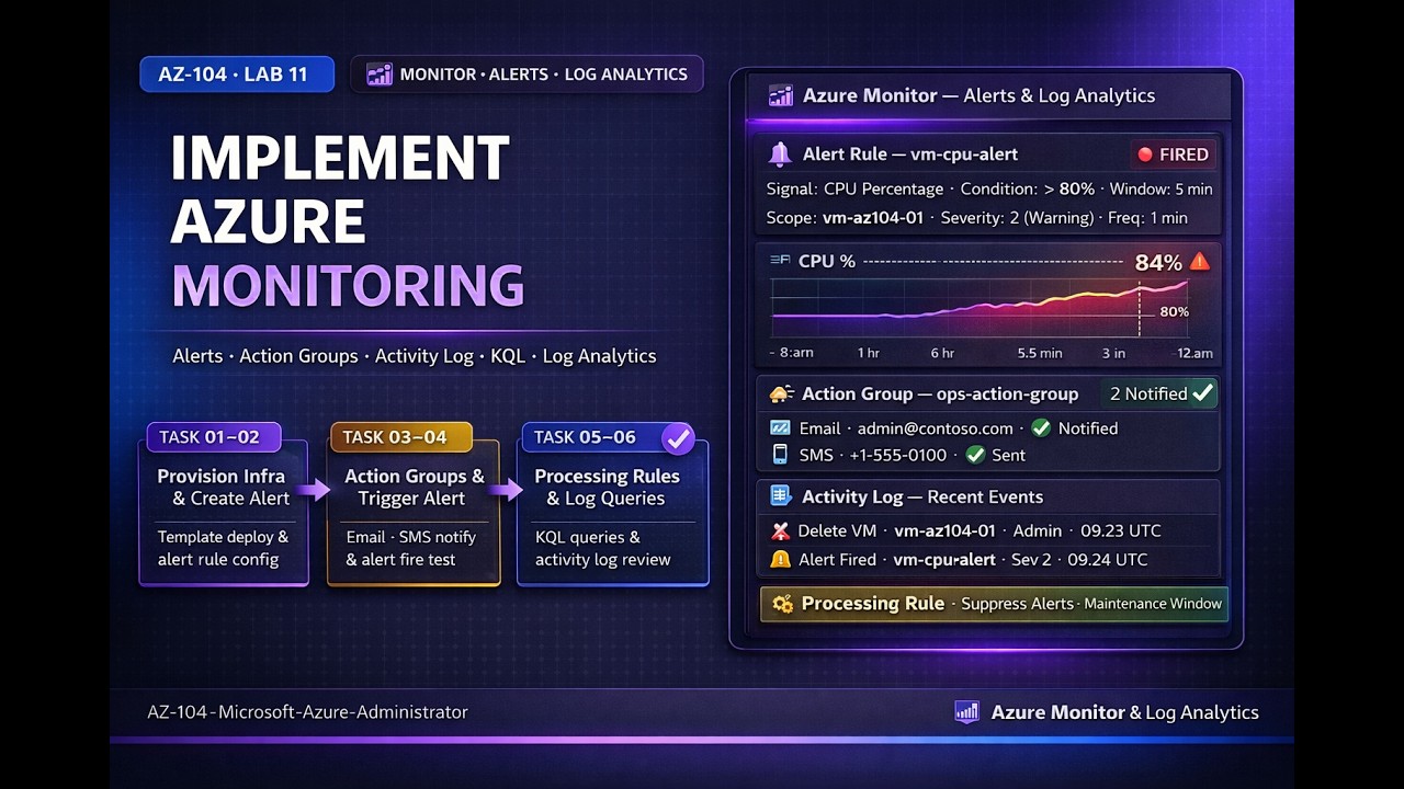 AZ-104 Lab 14: Implement Monitoring in Azure with Azure Monitor & Alerts