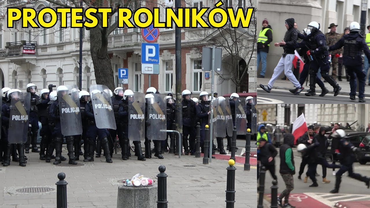 PROTEST ROLNIKÓW W WARSZAWIE 06.03.2024 - Zamieszki pod Sejmem, przejście protestu i akcja Policji