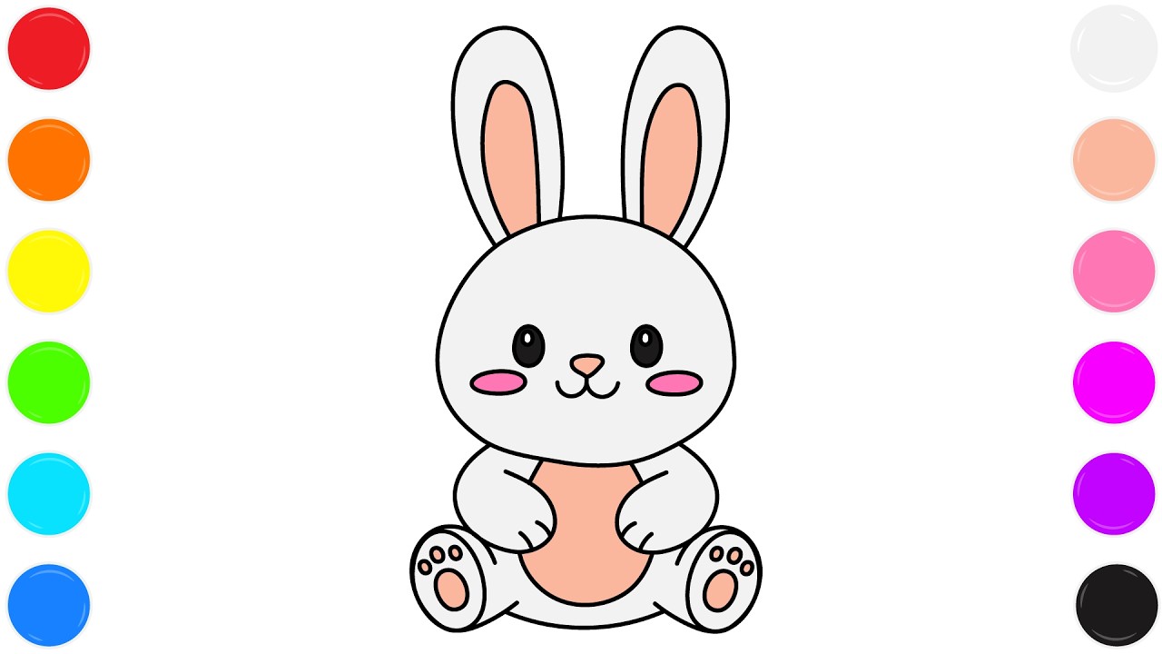 🐇 Раскраска с кроликом для детей | Милый очаровательный рисунок зайчика 🐰