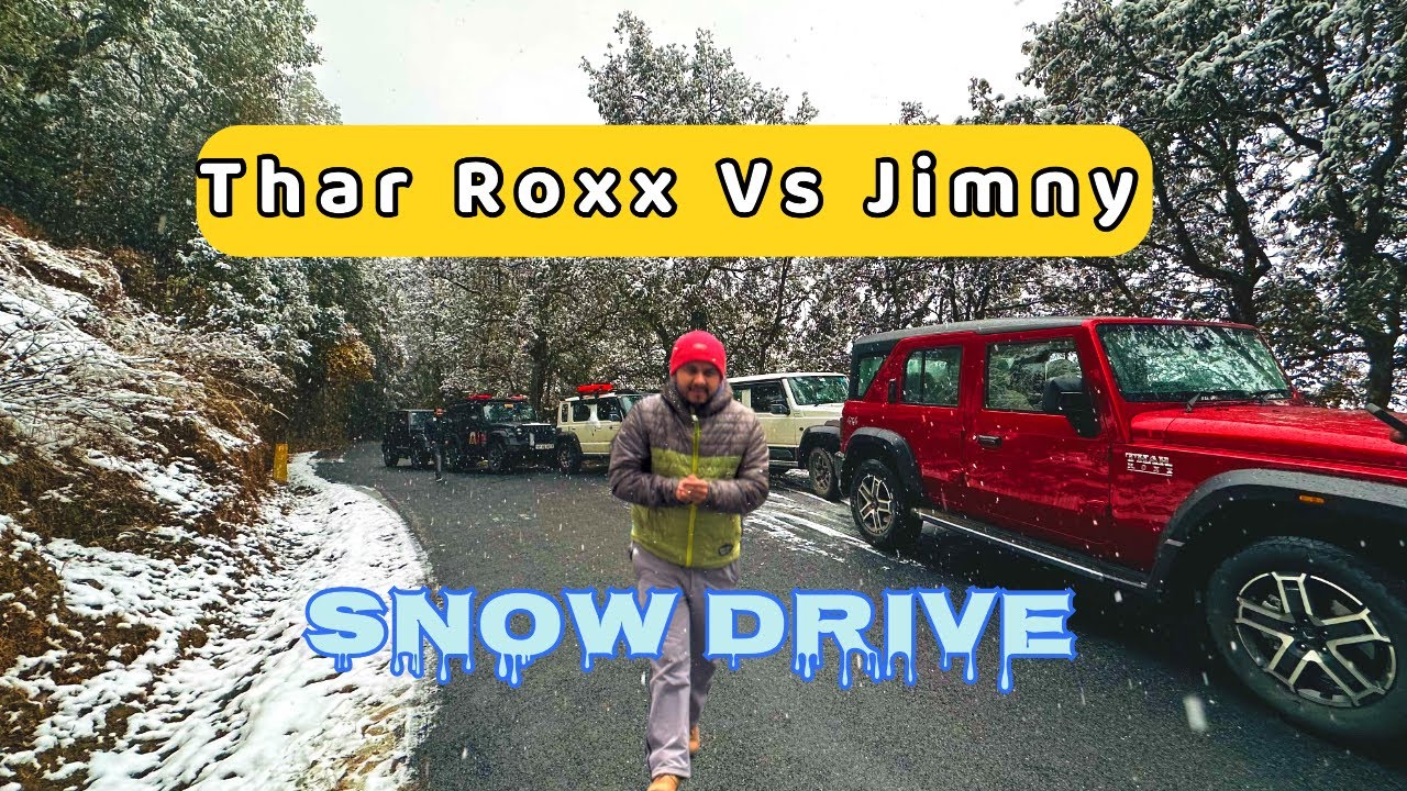 JIMNY Vs THAR ROXX Live SnowFall Drive At SHIMLA ❄️| Sliding Cars On Black-Ice  #jimny #tharroxx