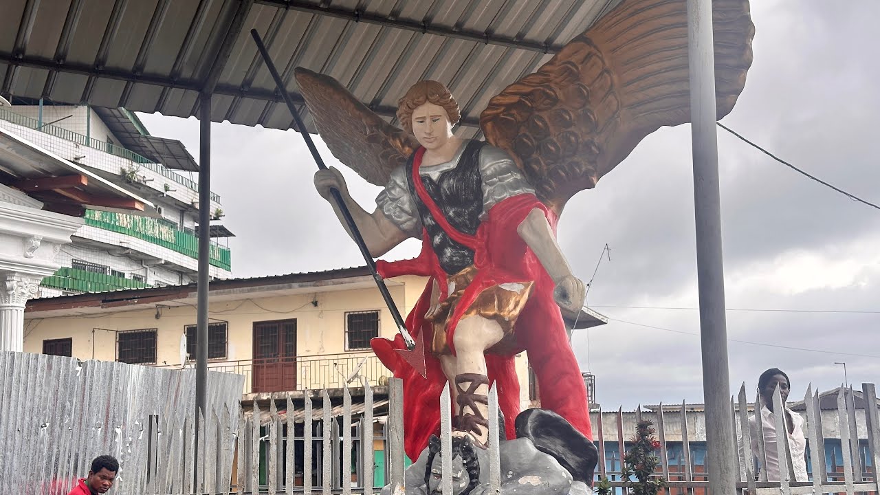 GABON: LIBREVILLE'S MONT BOUET MARKET & ST  MICHAEL'S CHURCH