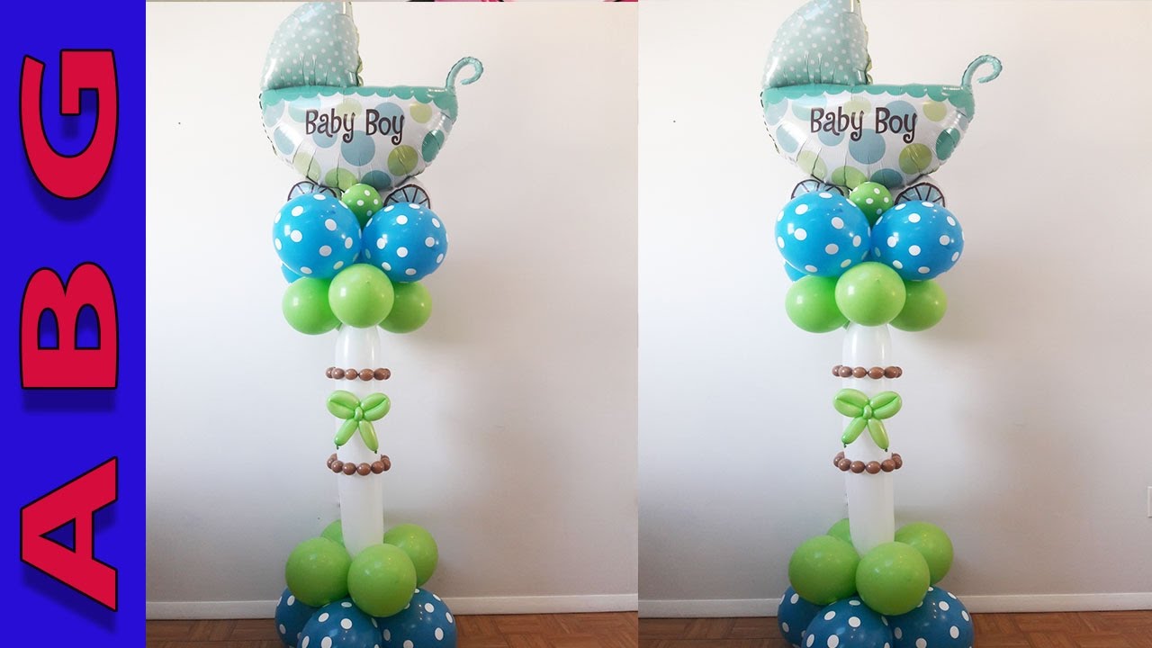 Easy Baby Shower idea  Its a boy Balloon carriage No helium No stand decoration tutorial