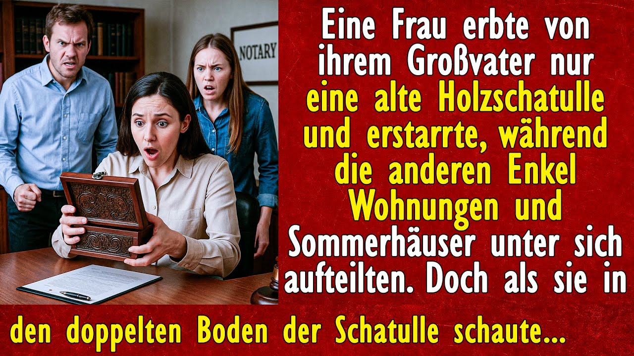 Eine Frau erbte von ihrem Großvater nur eine alte Holzschatulle und erstarrte, während die anderen