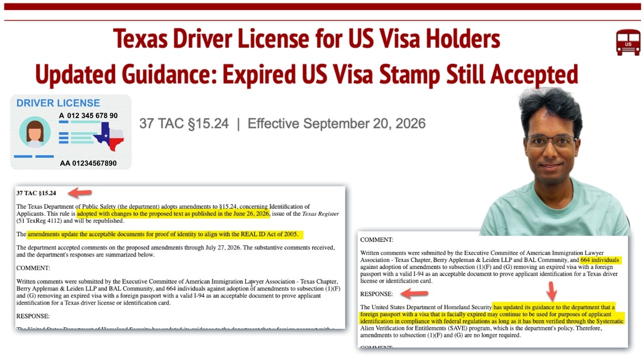 Texas Driver License Update: Expired US Visa Stamp Still Accepted (Effective Sept 20, 2026)