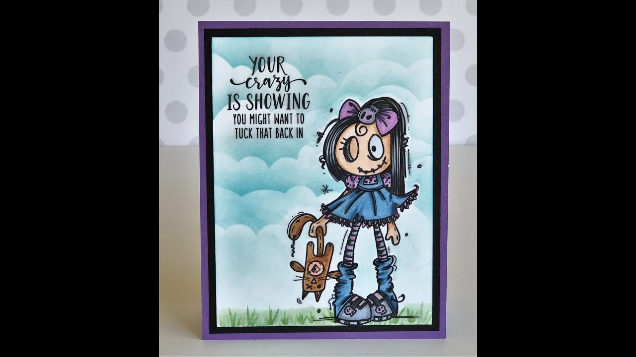 Tuck your crazy back in card (start to finish with Copic coloring)
