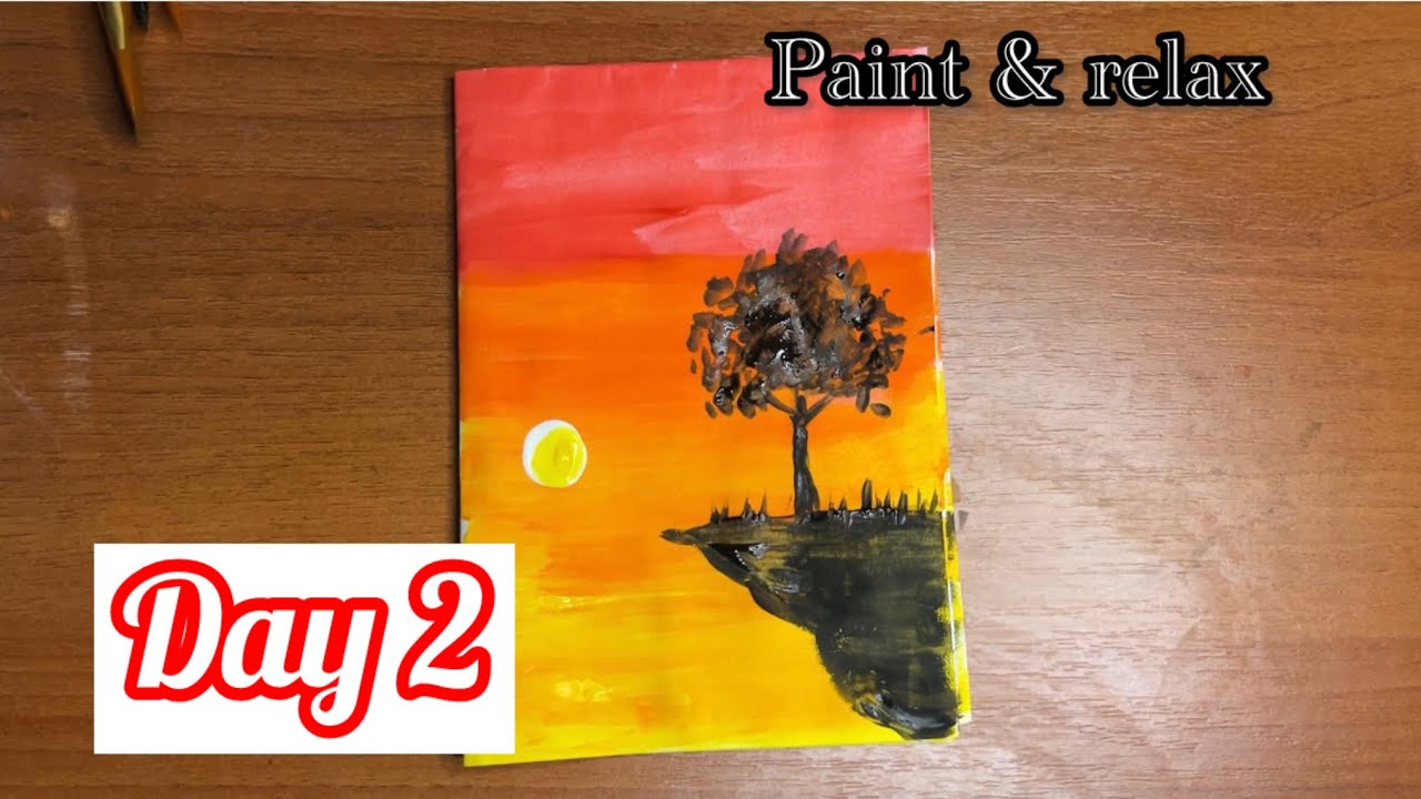 Easy Sunset Landscape Painting | Simple Gouache Painting for Beginners