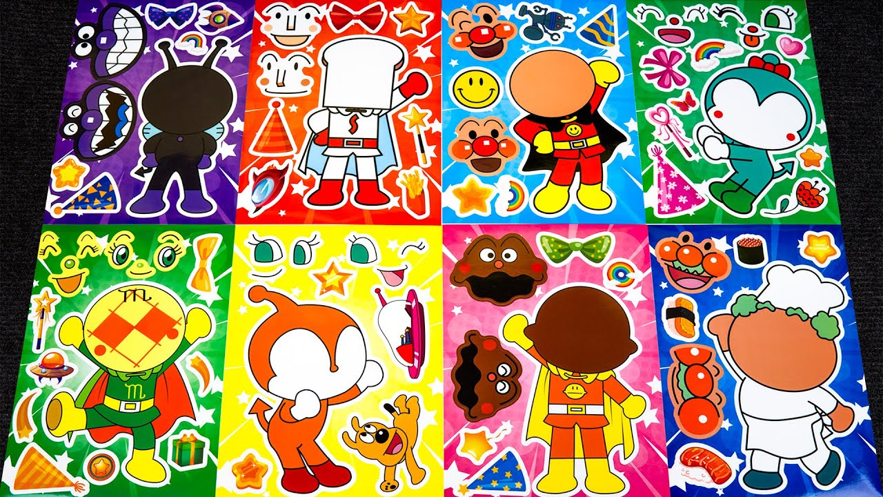 ANPANMAN STICKER BOOK MAKEOVER | FUN ACTIVITIES WITH ANPANMAN, SHOKUPANMAN & DOKINCHAN!