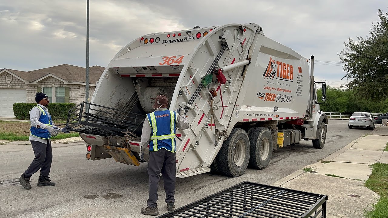 Tiger Sanitation: Freightliner M2 McNeilus Rear Loader Crushing Bulk