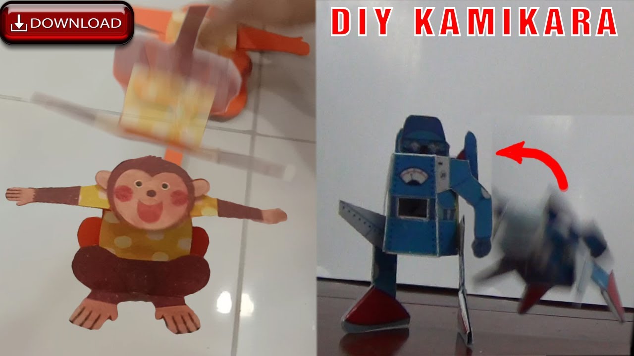 Đồ chơi giấy Nhật: Khỉ nhào lộn (Jumping Monkey) + Robot pop up | kamikara Haruki Nakamura