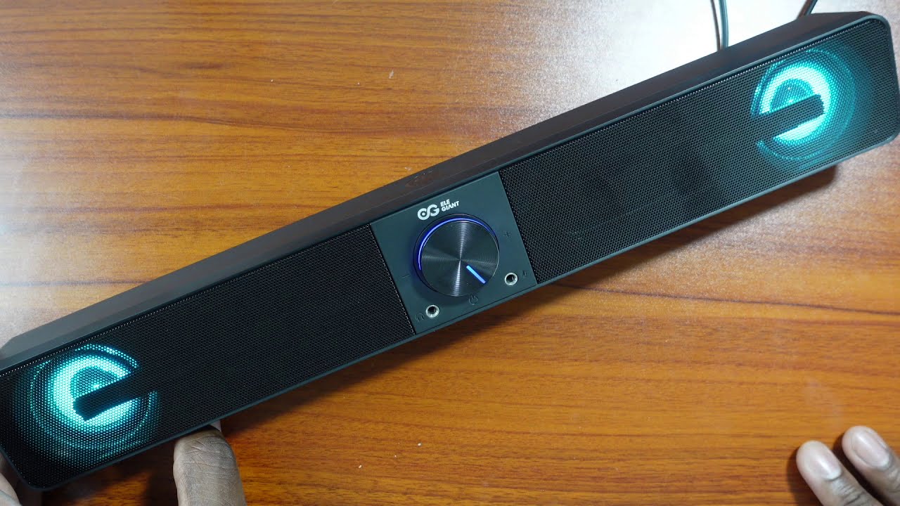 ELEGIANT Computer Speakers, Wired Computer Sound Bar with 3 Light Modes Stereo Sound