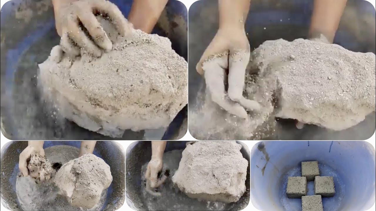 ASMR|| sand cement dry and water 💦 crumbing #sandcement #cement #asmrcommunity