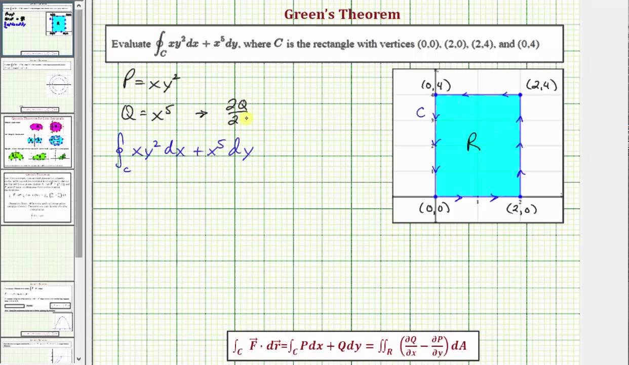 Ex:  Use Green's Theorem to Evaluate a Line Integral (Rectangle)