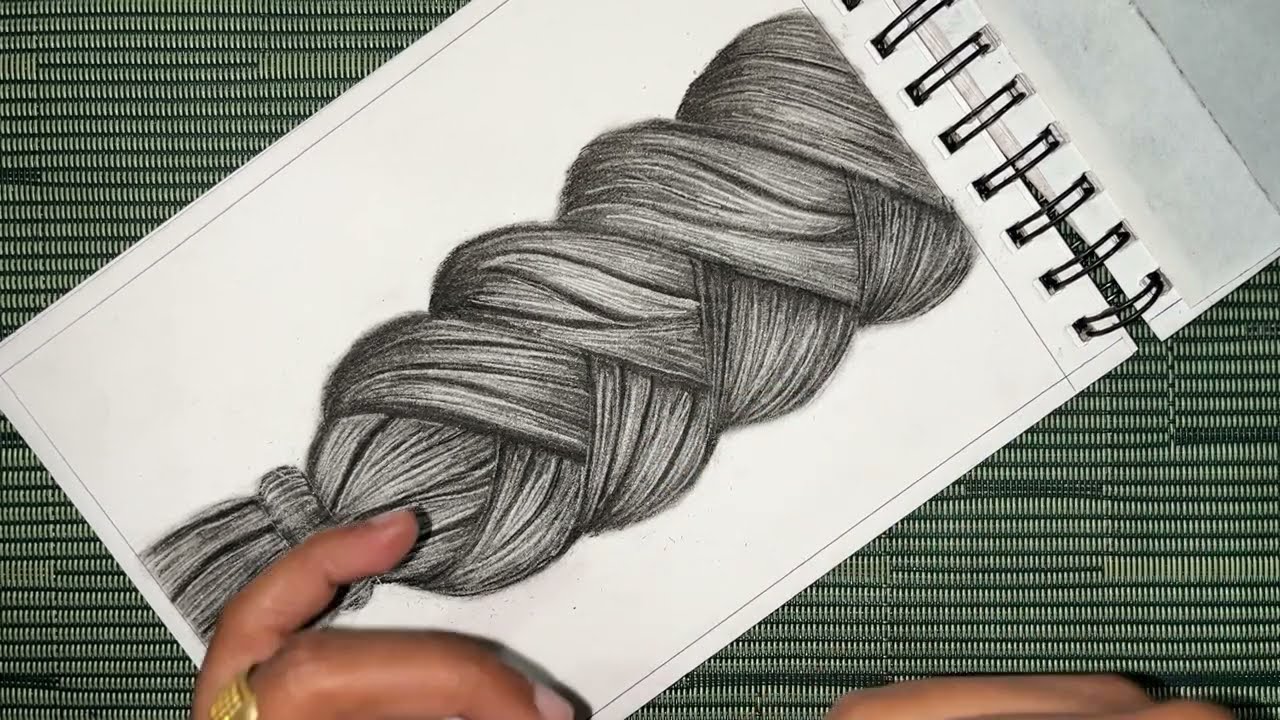 Elegance in Strands | Pencil Braid Sketch #braids #charcoalart