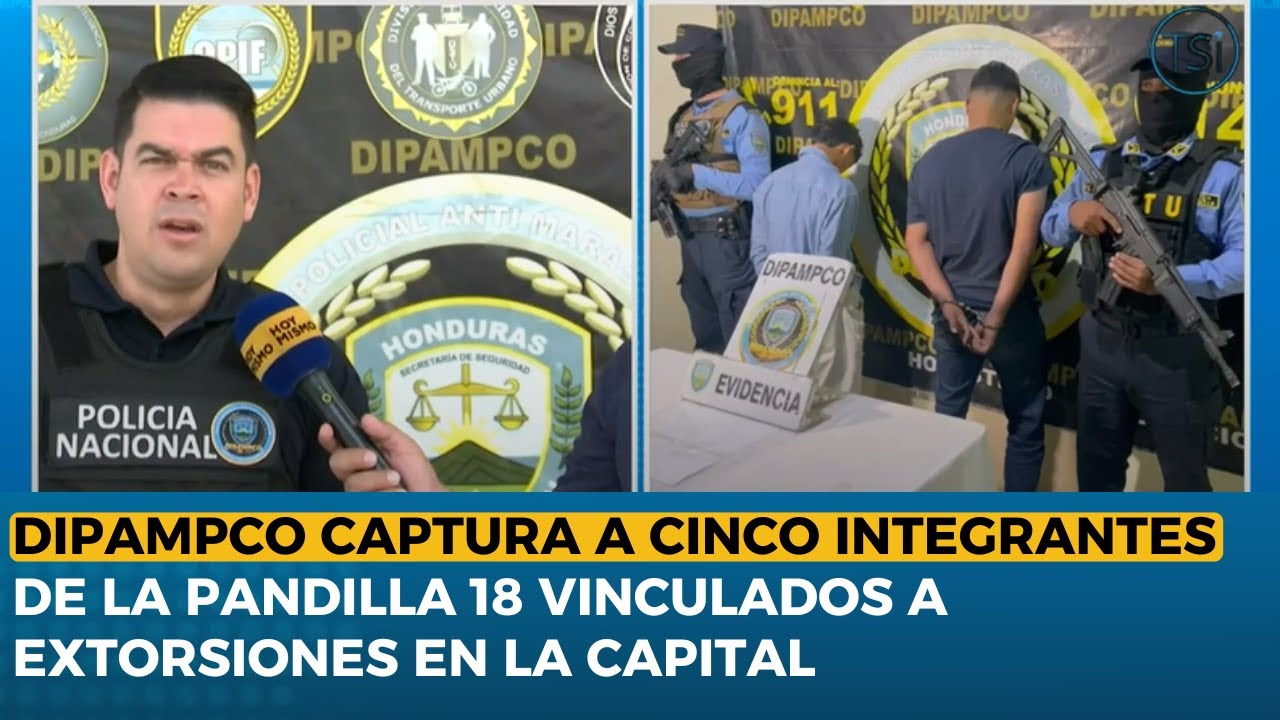 DIPAMPCO captura a cinco integrantes de la pandilla 18 vinculados a extorsiones en la capital