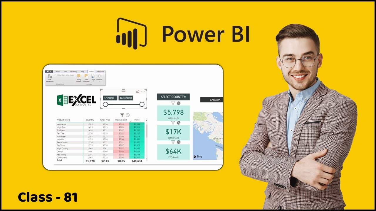 6.16 Editing Power BI Report Interactions | Visualizing Data Reports | Learn Power BI 2022