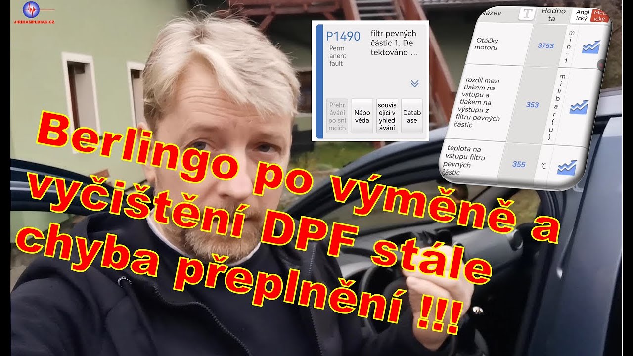 Diagnostický případ 047 - Citroen Berlingo 1.6 HDi - přeplněný DPF, jiný originál po vyčištění také.