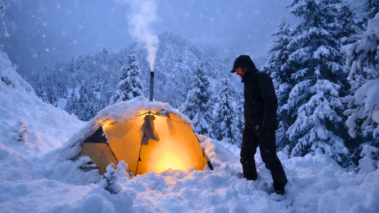 Hot Tent Camping In Snow