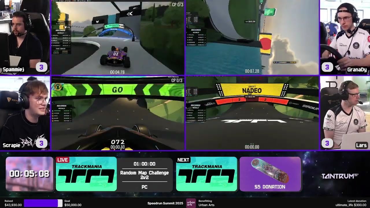Trackmania 2v2 Random Map Challenge ft. GranaDy, Spammiej, Scrapie, Lars | Speedrun Summit 2025