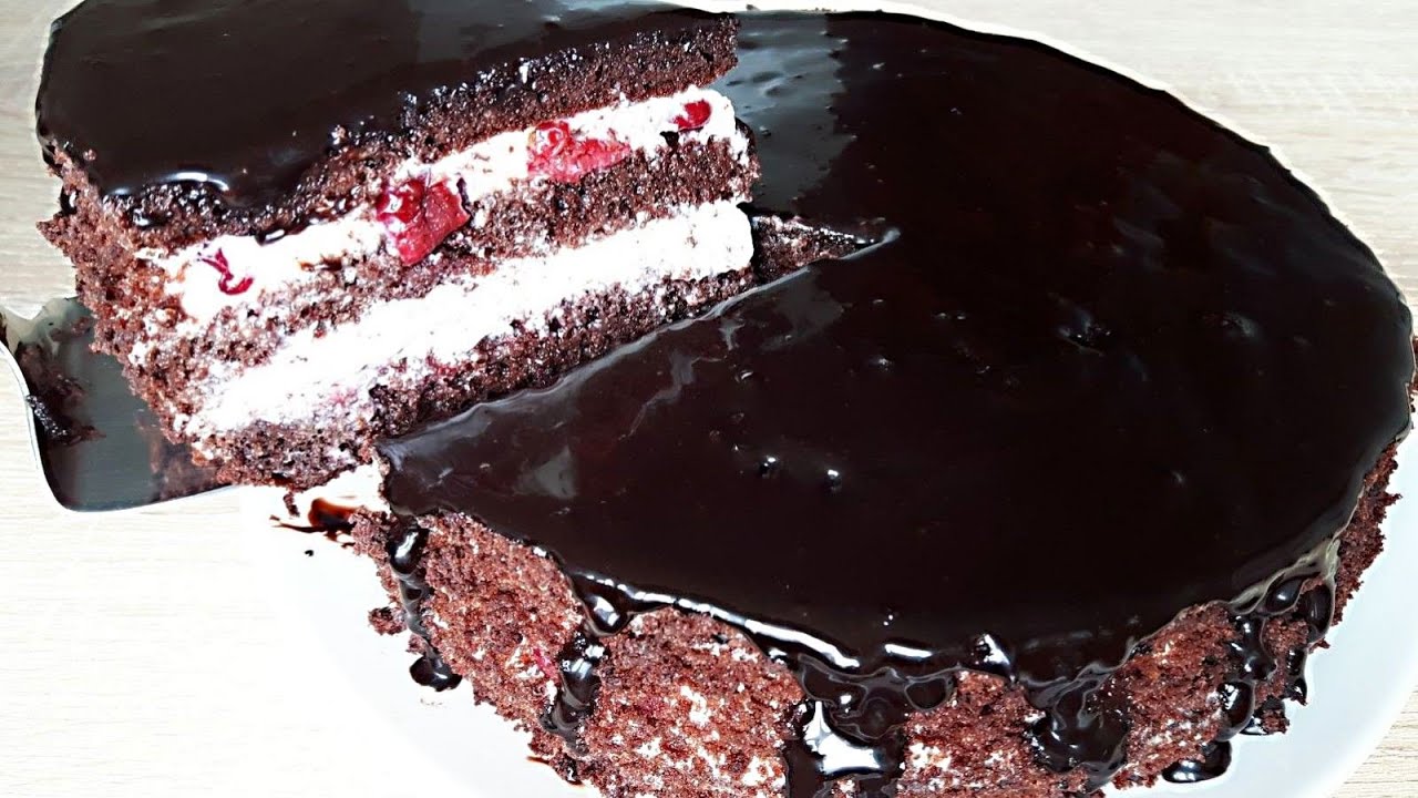 Шоколадный Торт с Вишней Вкусно и Просто. Торт Чёрный Лес со Сметанным Кремом. Бюджетный Торт.