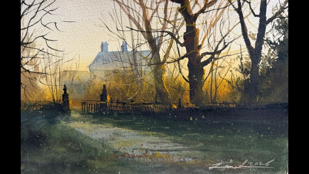Watercolor Tutorial: Painting Golden Light & Atmospheric Shadows