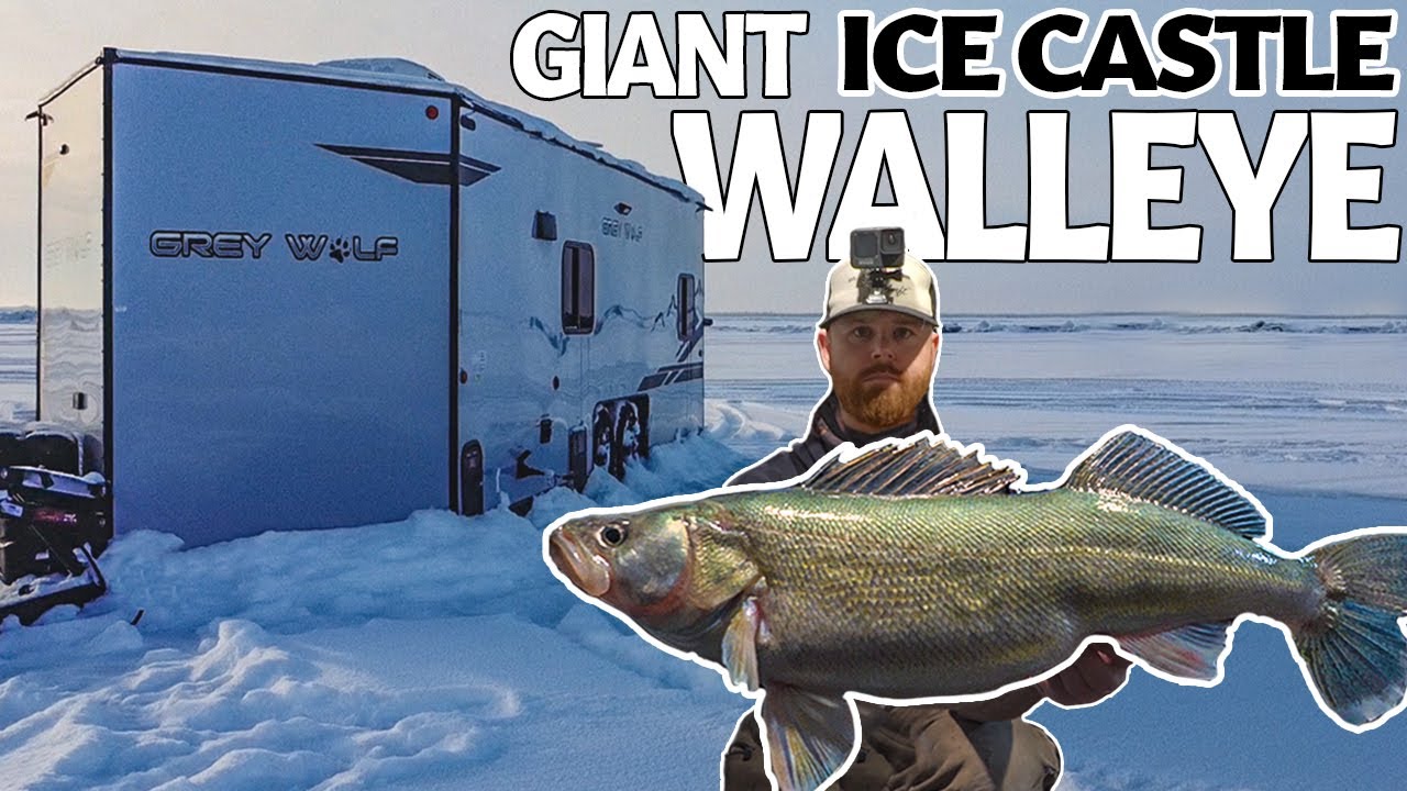 Countless Huge Walleye - Ice Fishing In a 32 foot LUXURY Ice Castle on Lake Winnipeg (part 2)