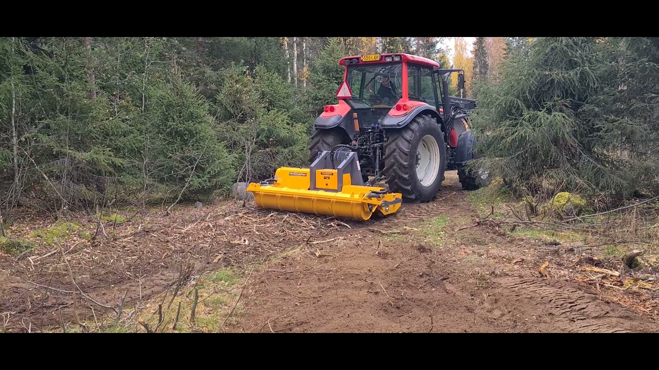 MeriCrusher MJ-2.3 ST forestry tiller and mulcher crushing of stumps and harvesting left overs
