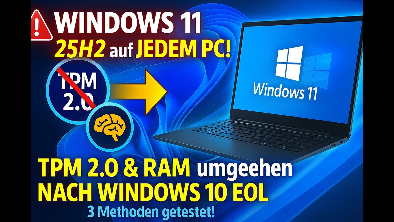 🚨 Windows 11 25H2 auf deinen PC installieren – auch ohne TPM 2.0 & 8 GB RAM! 💻