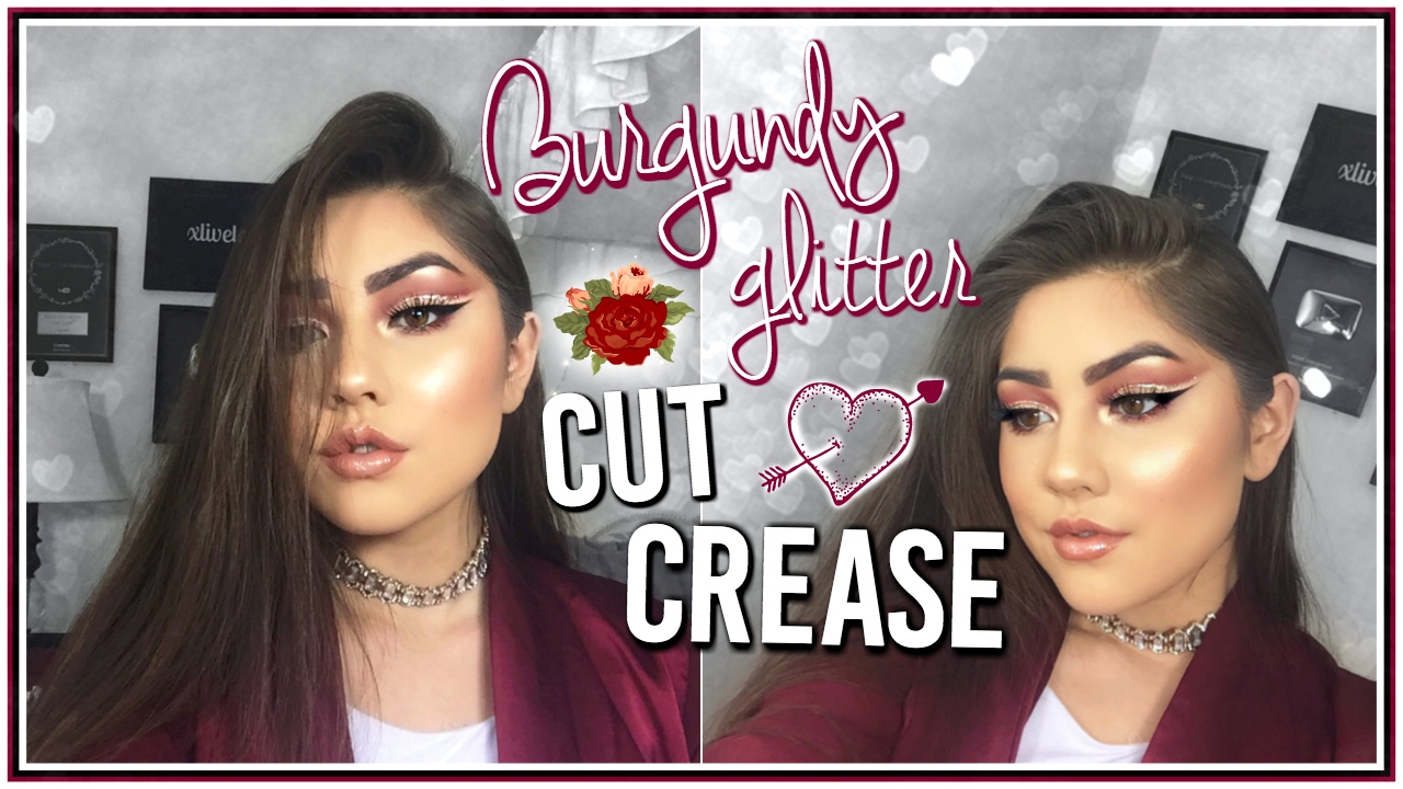 Burgundy Glitter Cut Crease ♡ Valentine's Day Makeup Tutorial ♡ Adyel Juergensen