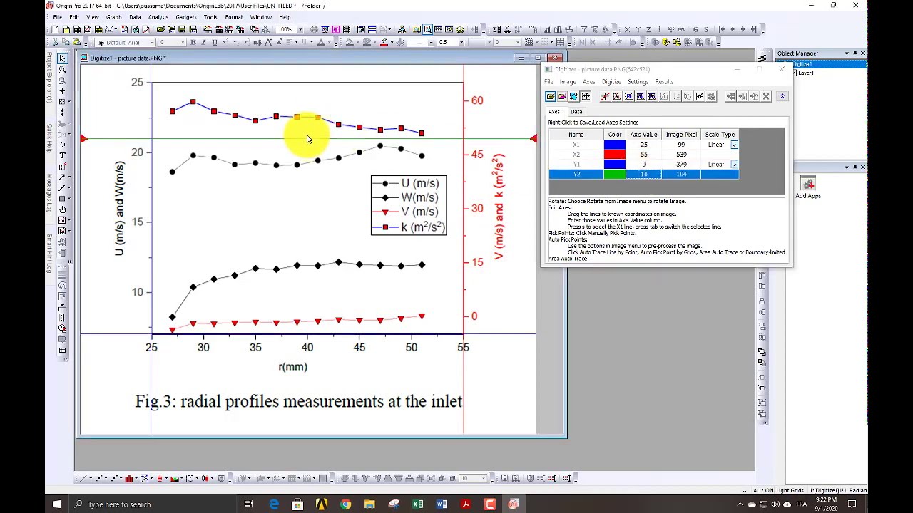 How to convert a curve image into data in excel by using Origin Lab