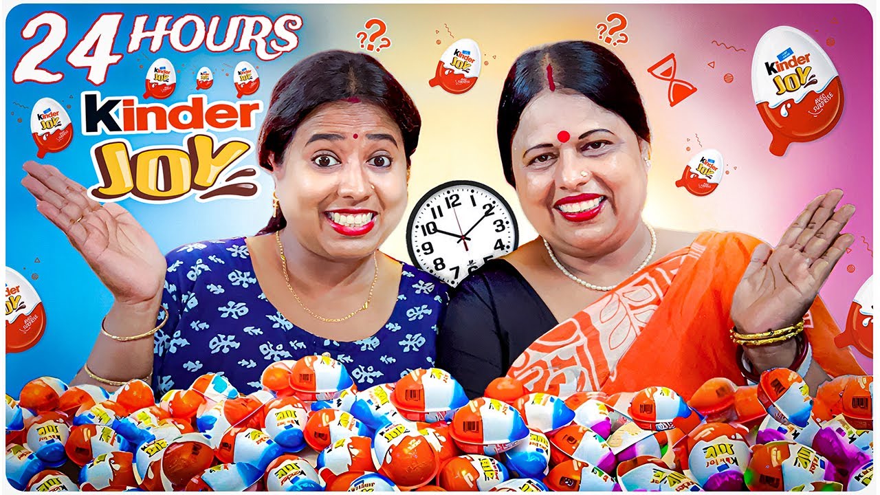 Eating KinderJoy for 24 hours Challenge !! KinderJoy Pokora, KinderJoy Panipuri 😍