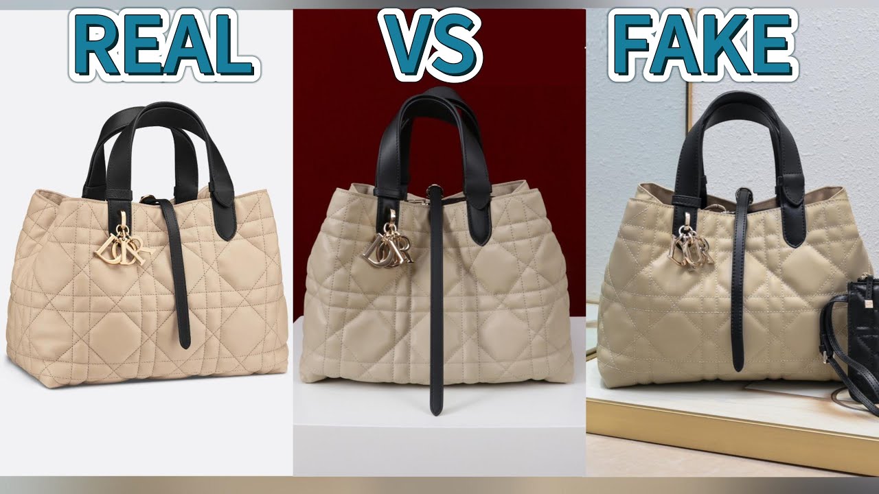 real vs fake Medium Dior Toujours Bag Rope Beige and Black Mac