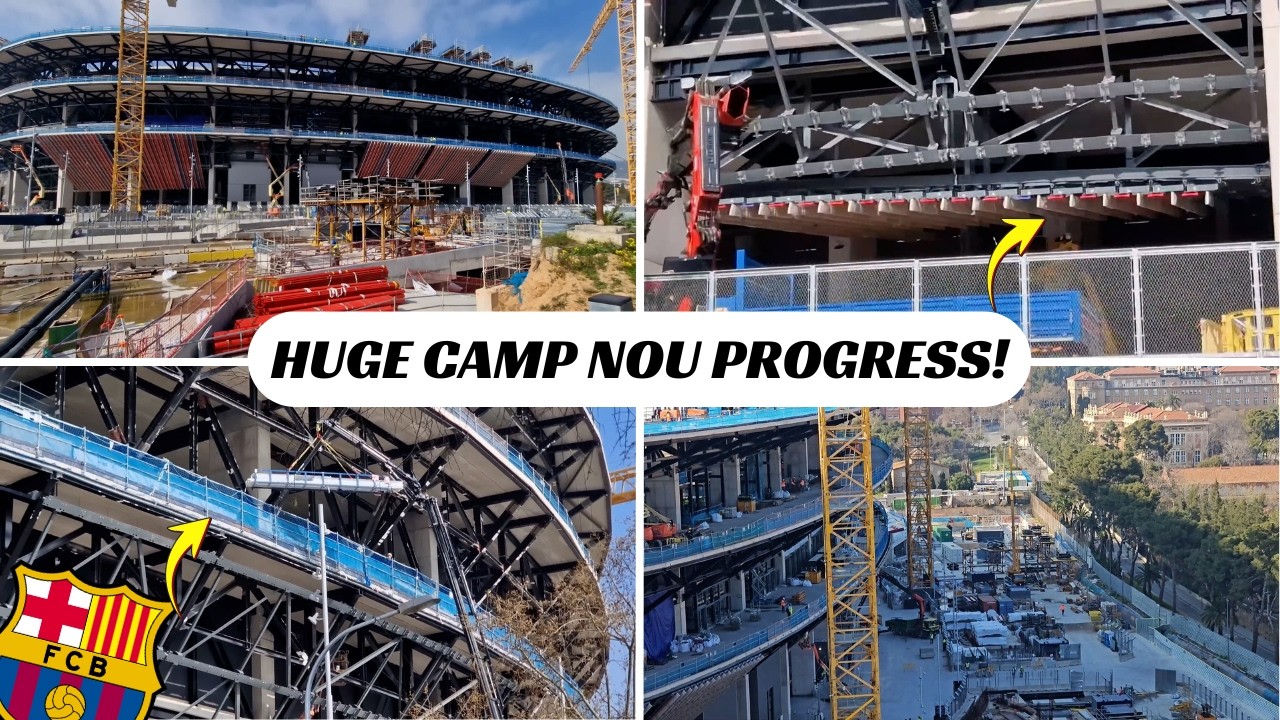 Camp Nou Update: ALL Glass Complete! Third Tier Seating Nearly Closed & Slat Progress