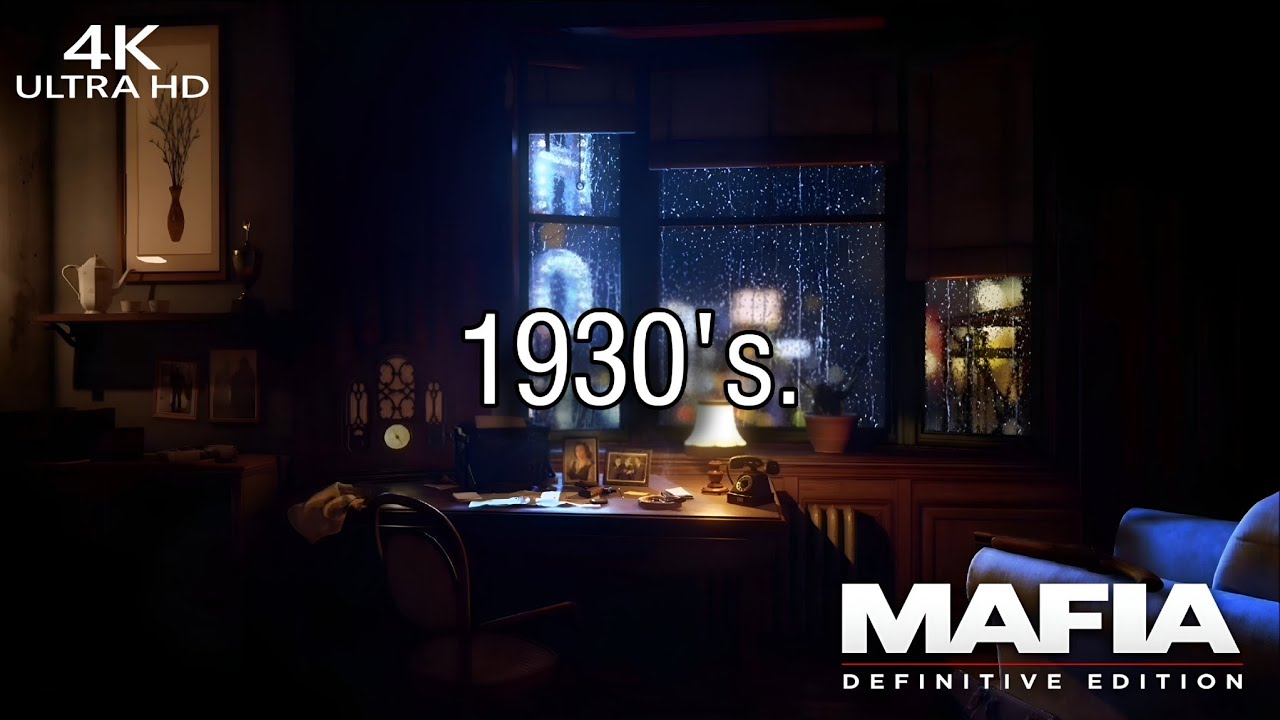 Rainy 1930s Mafia Office | Old Classic Vintage Music, Cozy Noir Ambience & Retro Radio