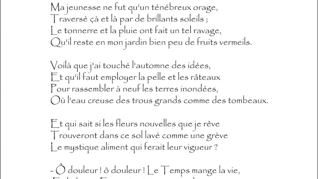 Baudelaire (Charles) : L'ENNEMI - Ma jeunesse ne fut qu'un t&eacute;n&eacute;breux orage,
