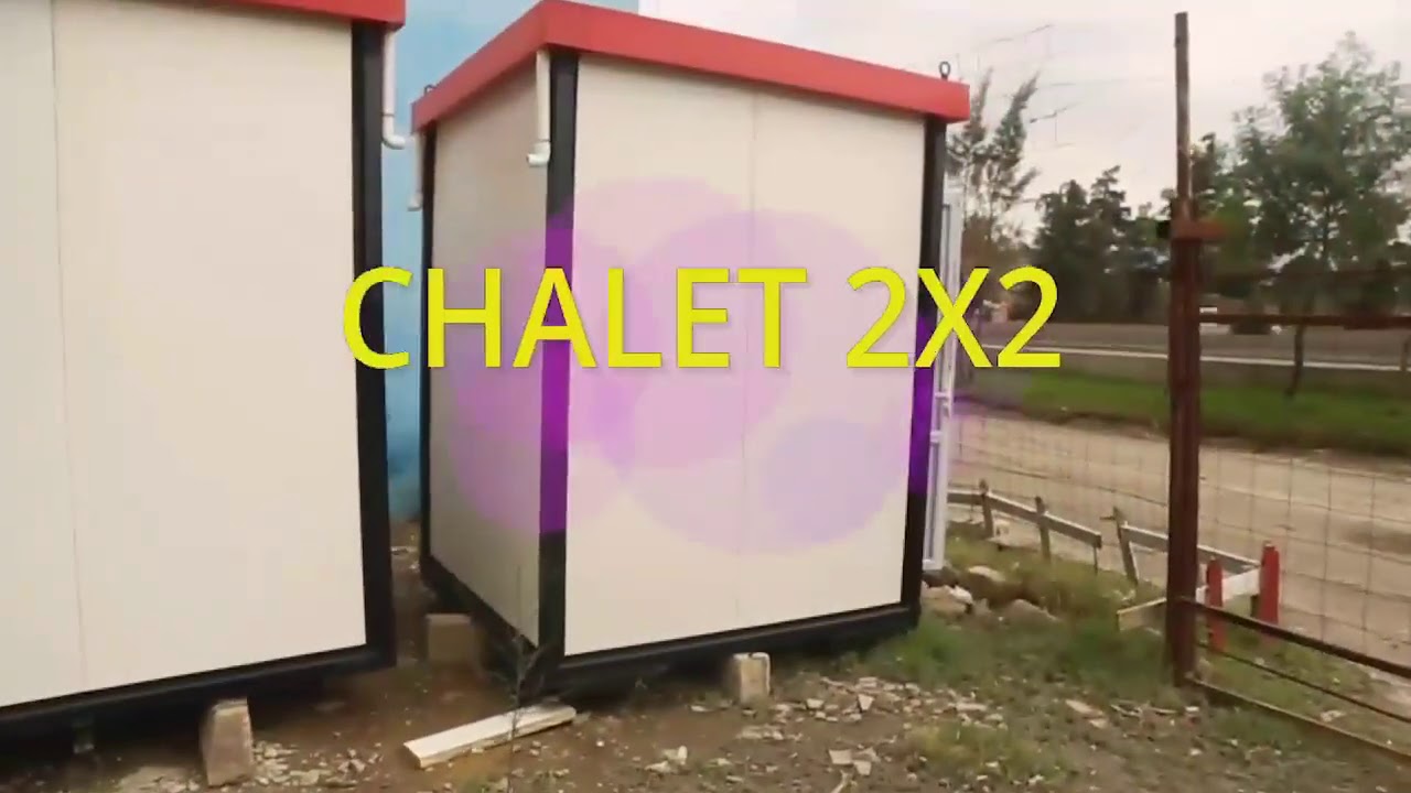 Quelques modèles des chalets et des cabines :des bureaux ; des salles de conférence; des sanitaires.