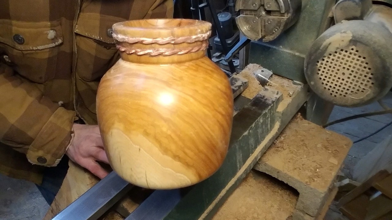 Hickory Pot With A Copper Inlay - Woodturning