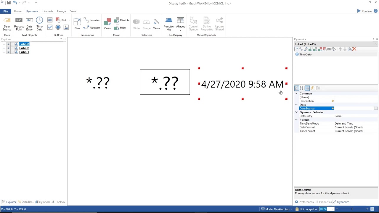 Iconics GraphWorx Basic 5 Process Points and Data Entry Fields