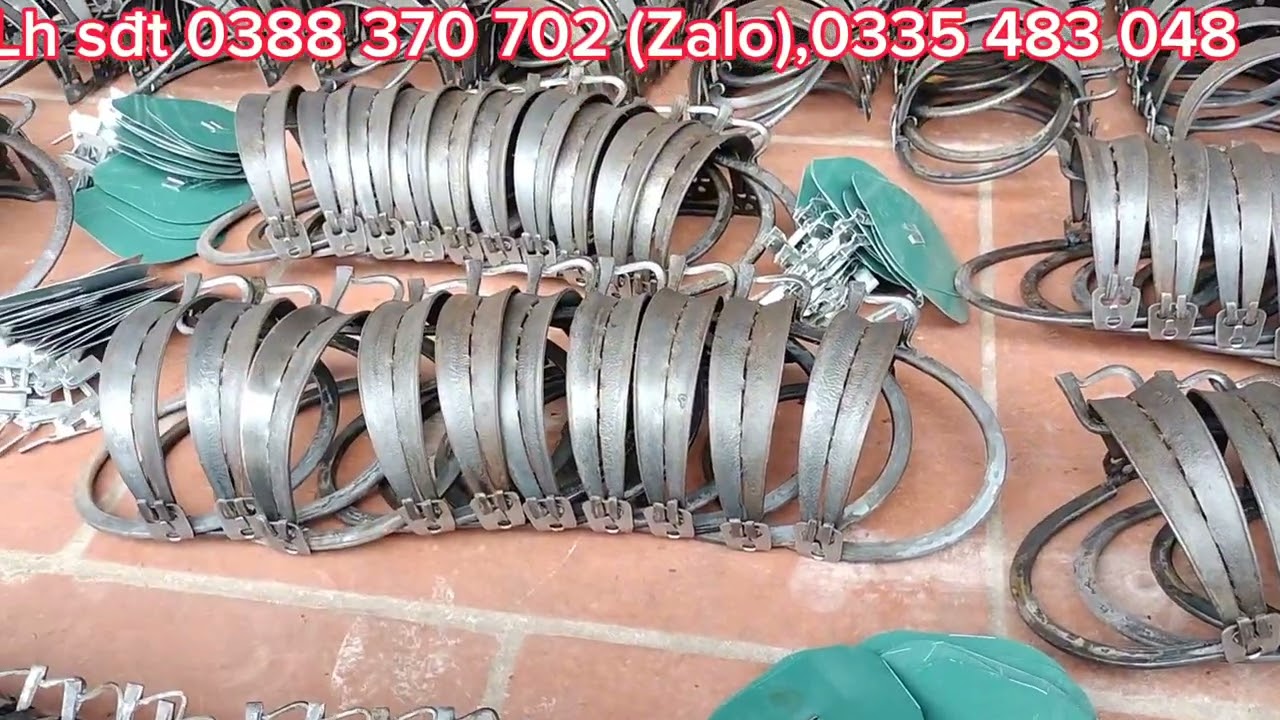 đủ các loại cạm bẫy, từ 9cm, 12, 14, 16, 18, 22, 25, 27, 30, và 34cm, các bác tham khảo,