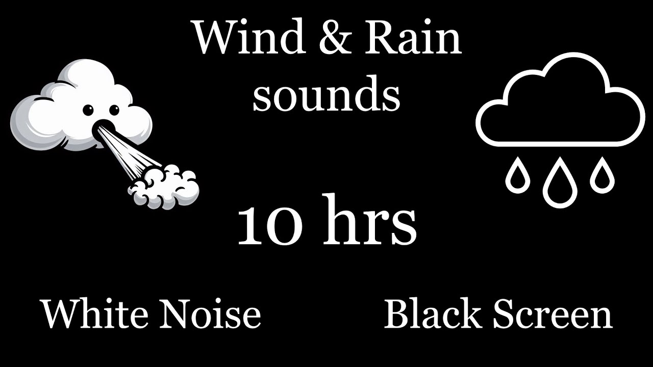 Rain and Wind Sounds For Sleeping l 10hrs l Black Screen