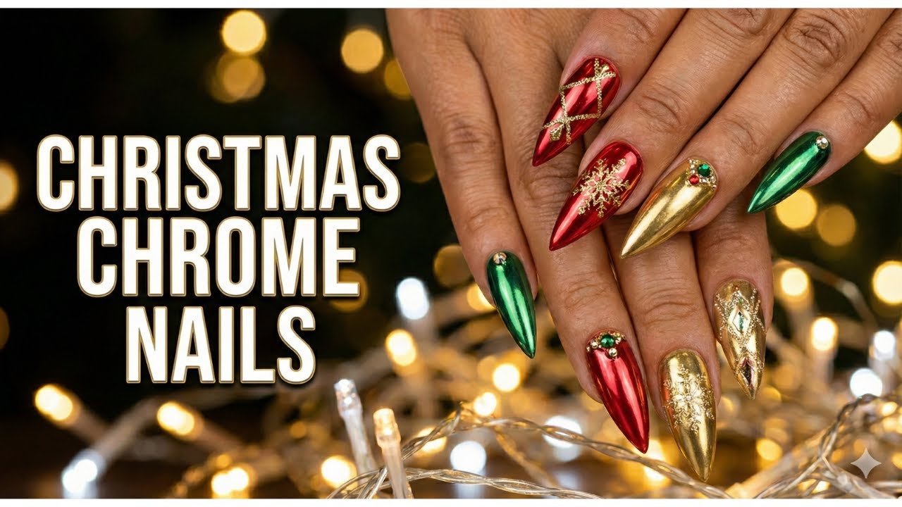 Chrome Nail Art Designs - Beautiful Christmas Nails  #christmasnails #chromenails   #nailart #nails