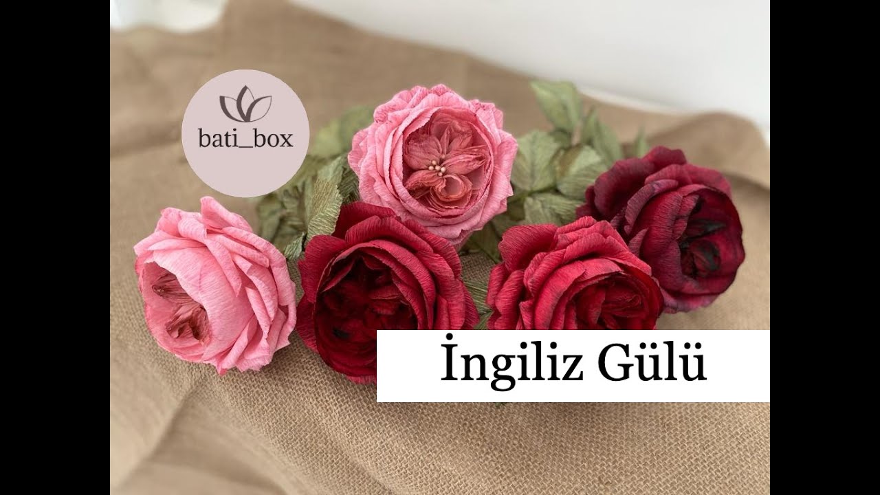 Krapon kağıdından İngiliz Gül yapımı Crepe Paper Flowers English Rose(Davit Austin Rose)