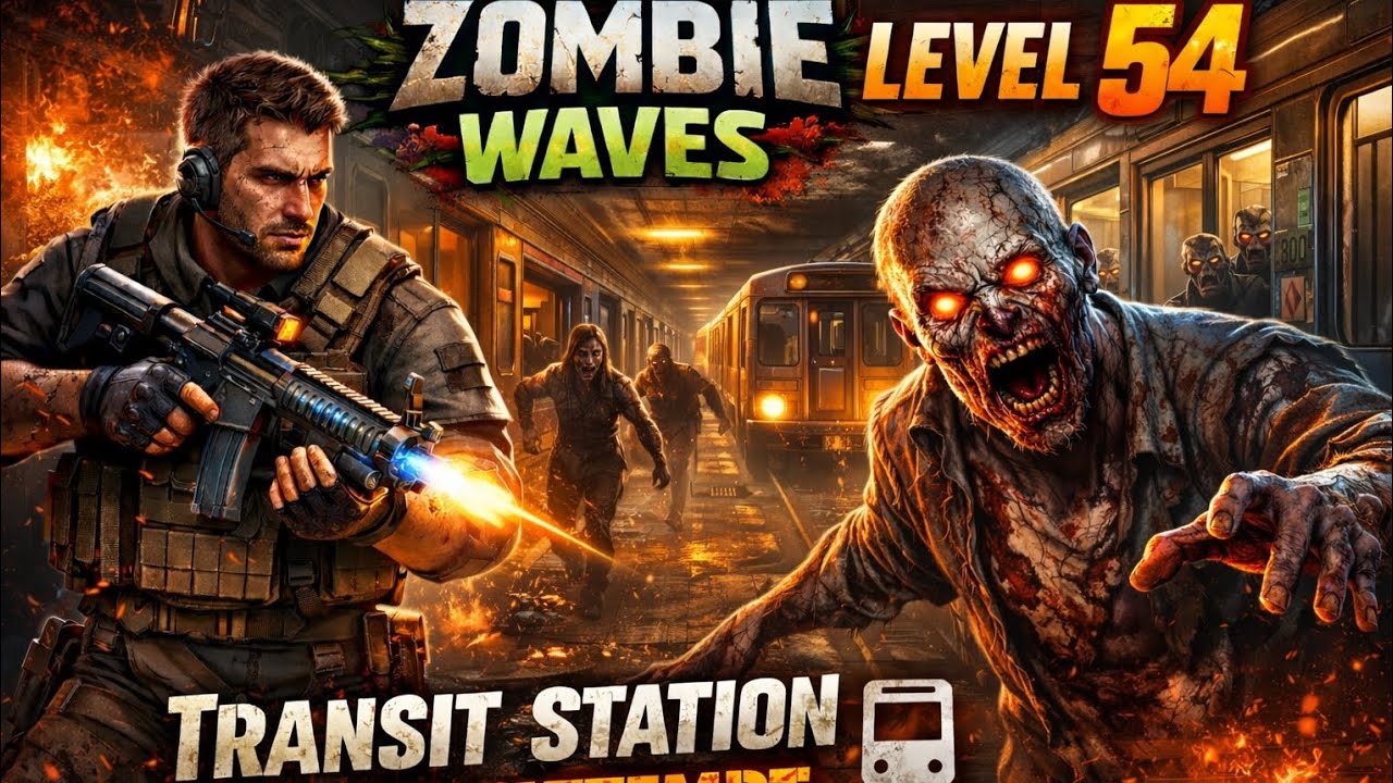 Zombie Waves Gameplay - Level 54 2nd Attempt (Transit Station)