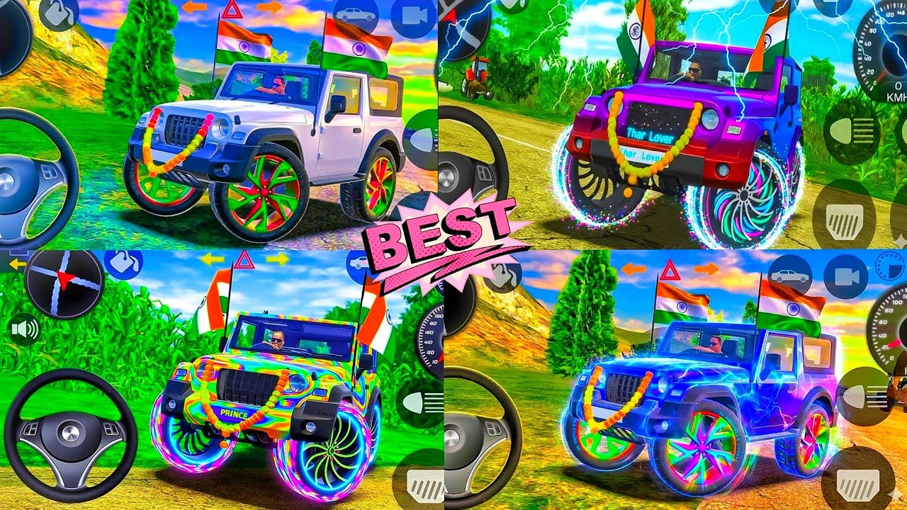 🚙 Top 4 Thar Stunt Compilation 😈 | Modified Mahindra Thar 36 Minutes Gameplay