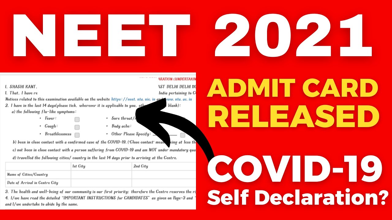 NEET 2021 Admit Card Released, How to Download, Instructions by NTA , Things to Carry, COVID-19 Form