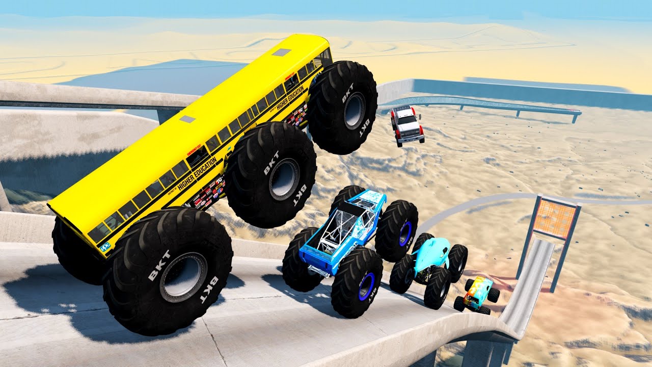 Random BMNG - Epic High Speed Monster Truck Jumps & Crashes #7 - BeamNG.Drive
