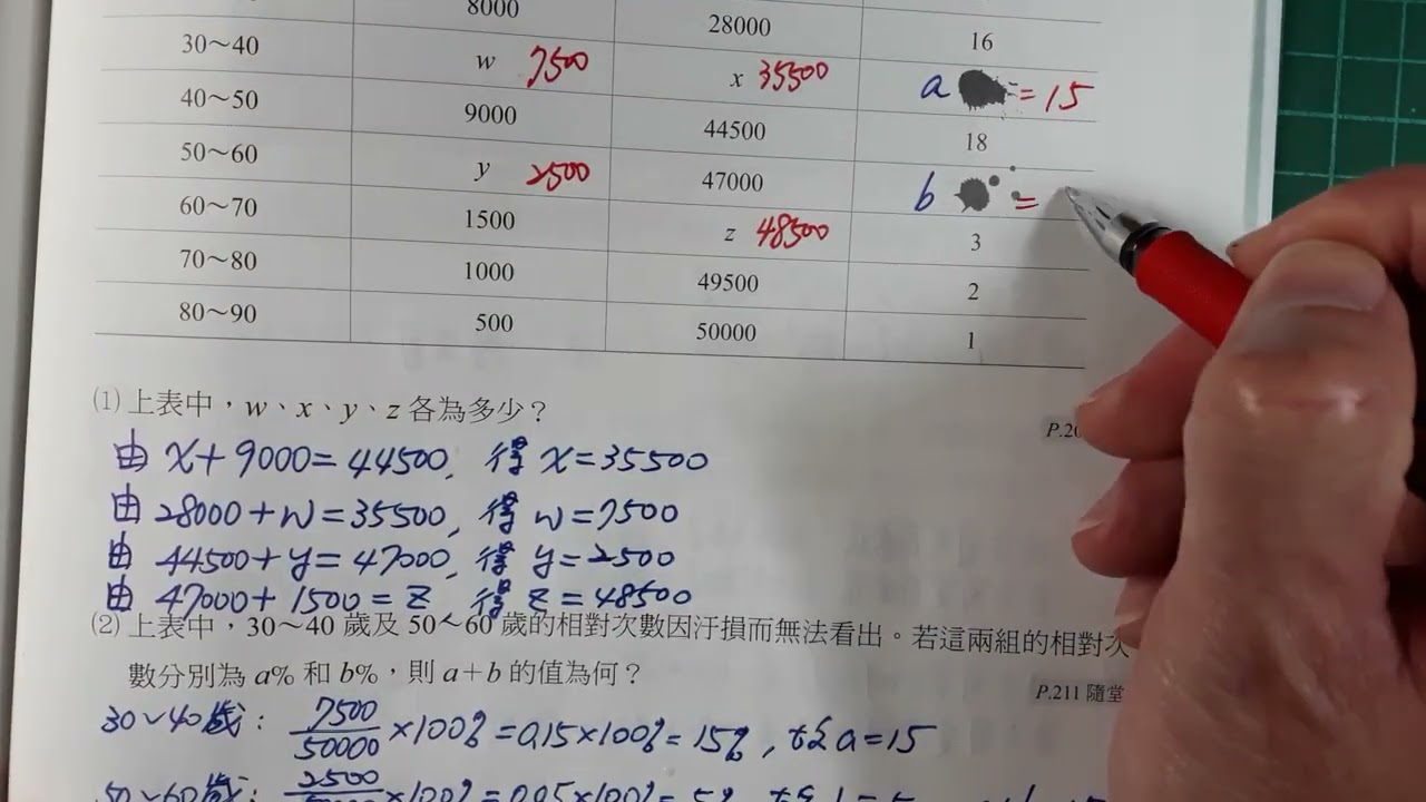 國中第三冊5-1資料整理與統計圖表(康軒版課本自我評量)