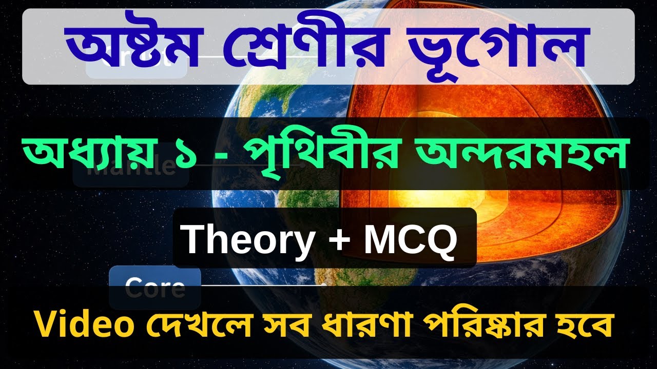 Class 8 Vugol Prithibir Ondormohol Questions। অষ্টম শ্রেণীর ভূগোল অধ্যায় ১ - পৃথিবীর অন্দরমহল